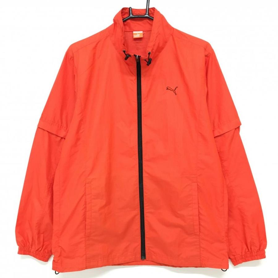 PUMA プーマ 2WAYジャケットオレンジ×黒 チェック柄 総柄 袖着脱 PUMA プーマ 2WAYジャケットオレンジ×黒 チェック柄 総柄 袖着脱