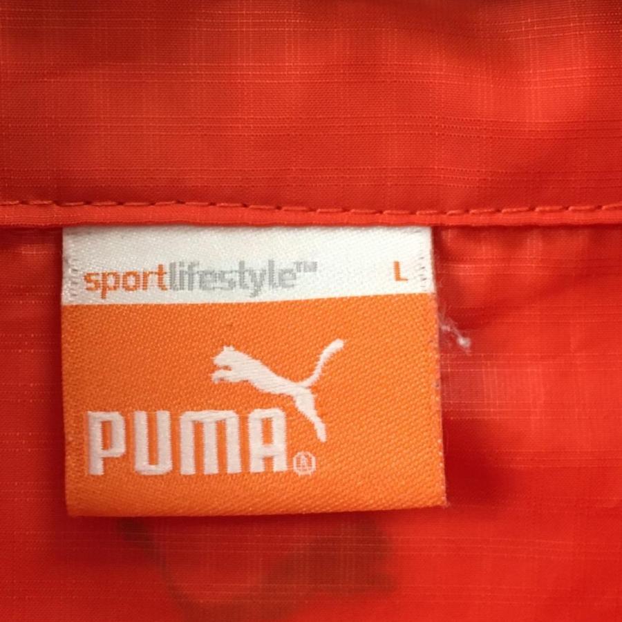 PUMA（プーマ） 2WAYジャケットオレンジ×黒 チェック柄 総柄 袖着脱可
