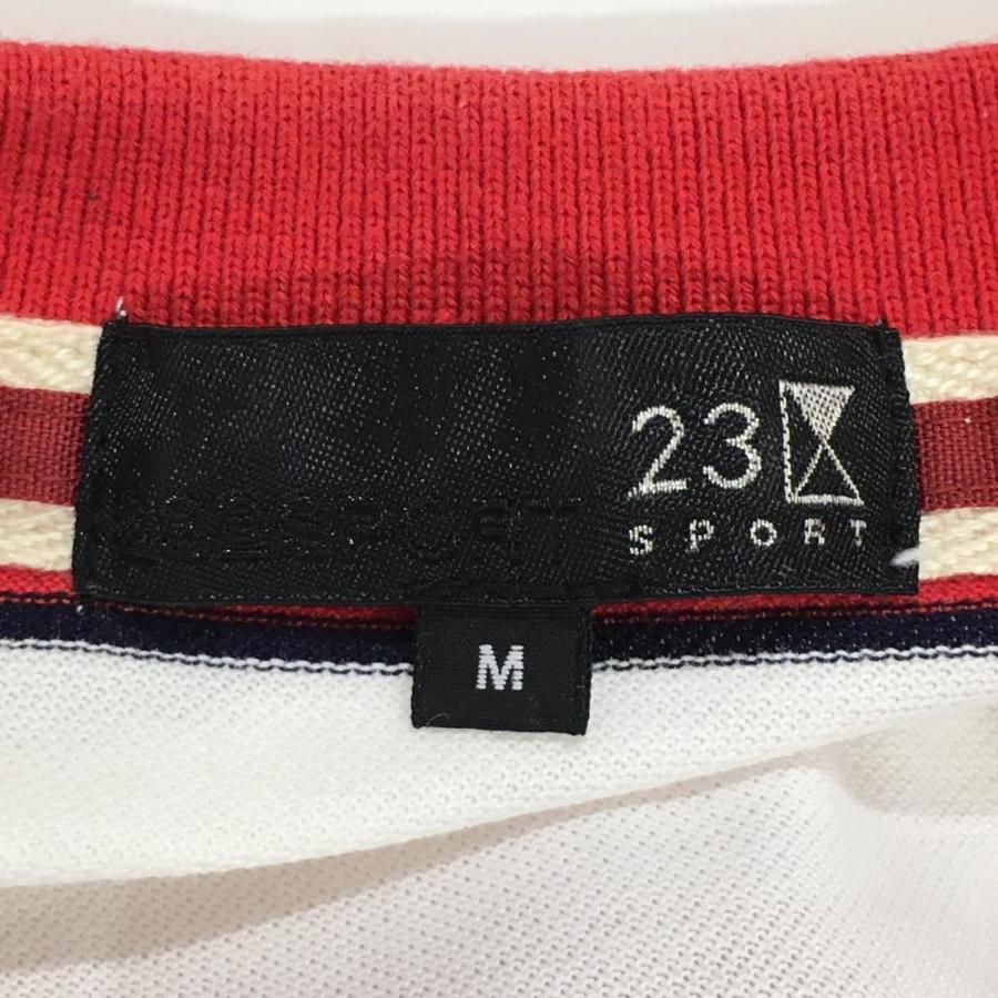 23区GOLF 23区 半袖ポロシャツ レッド×白 ボーダー レディース M