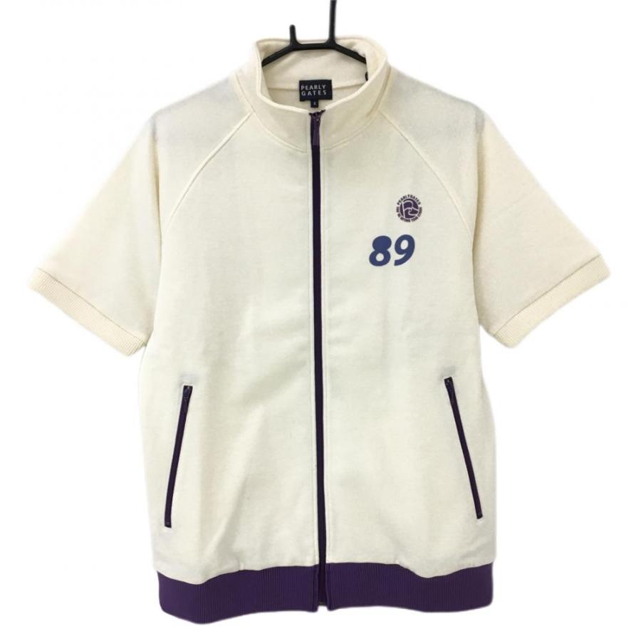 美品】パーリーゲイツ 半袖ジャケット 白×パープル スウェット地 美品】パーリーゲイツ 半袖ジャケット 白×パープル スウェット地