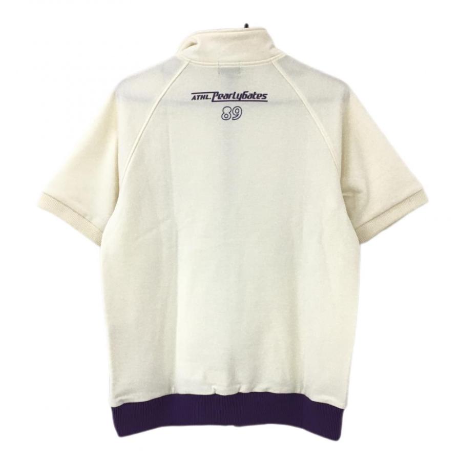 美品】パーリーゲイツ 半袖ジャケット 白×パープル スウェット地 美品】パーリーゲイツ 半袖ジャケット 白×パープル スウェット地