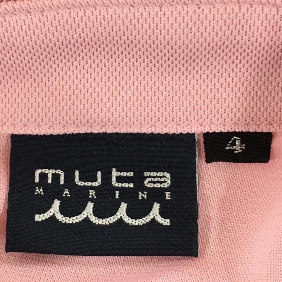 超美品】ムータマリン 半袖ポロシャツ ピンク 裾ロゴ サーフィン