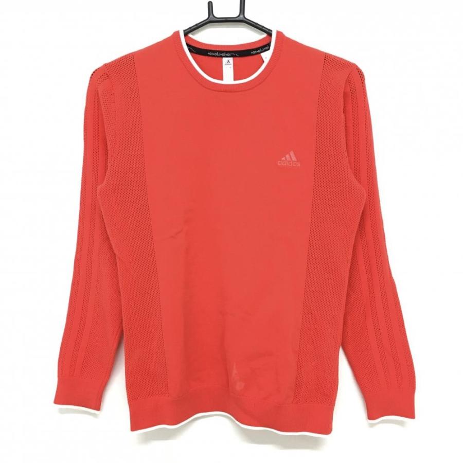 アディダスゴルフ　メッシュニット　完売品 adidas アディダス セーター レッド×白 ロゴ刺しゅう 一部