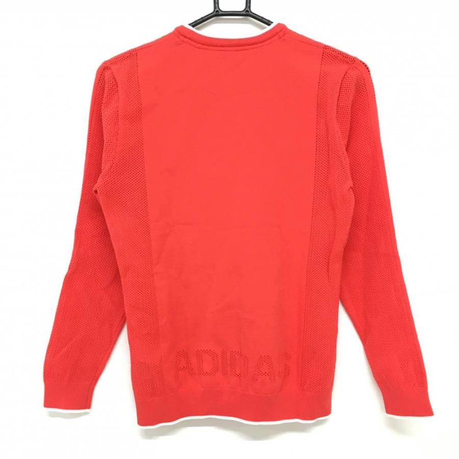adidas（アディダス） セーター レッド×白 ロゴ刺しゅう 一部メッシュ 