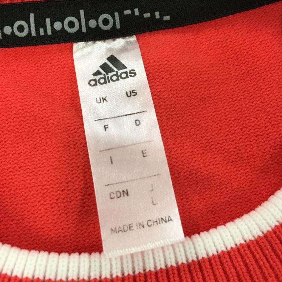 adidas アディダス セーター レッド×白 ロゴ刺しゅう 一部