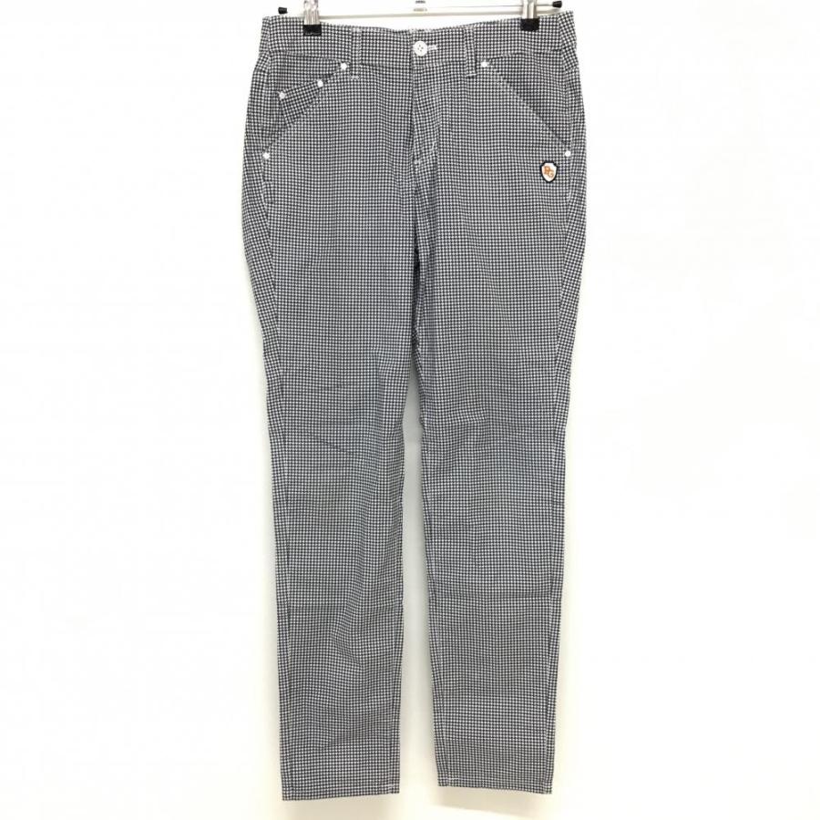 美品】パーリーゲイツ パンツ 白×ネイビー 千鳥格子 ストレッチ