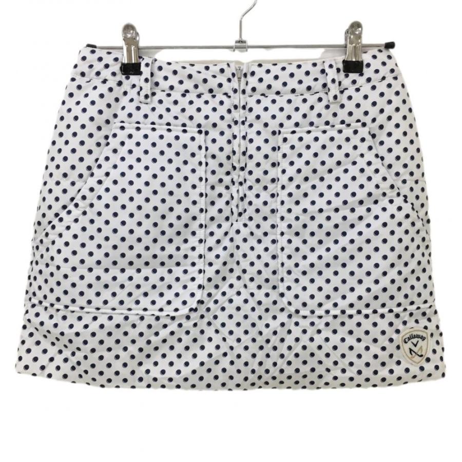 【試着のみ美品】キャロウェイ 中綿リバーシブルスカート 白×紺ドット　M相当 Callaway（キャロウェイ） リバーシブル中綿スカート 白×ネイビー