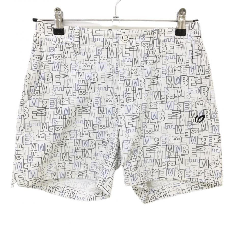 マスターバニー ショートパンツ 白×グレー ロゴ総柄 ストレッチ  