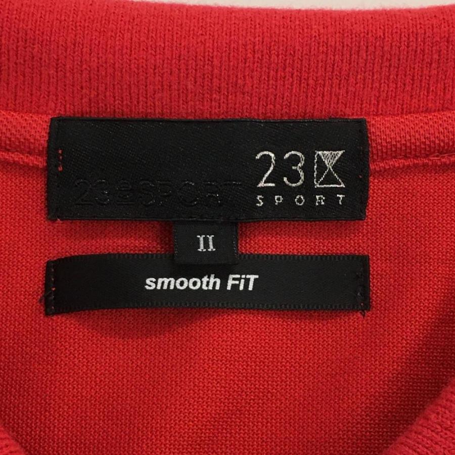 23区GOLF 23区 半袖ポロシャツ レッド×白 襟、袖ライン