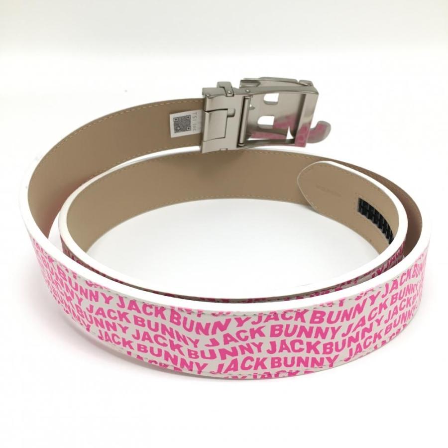 超美品】ジャックバニー セレーションベルト 白×ピンク ロゴ総柄
