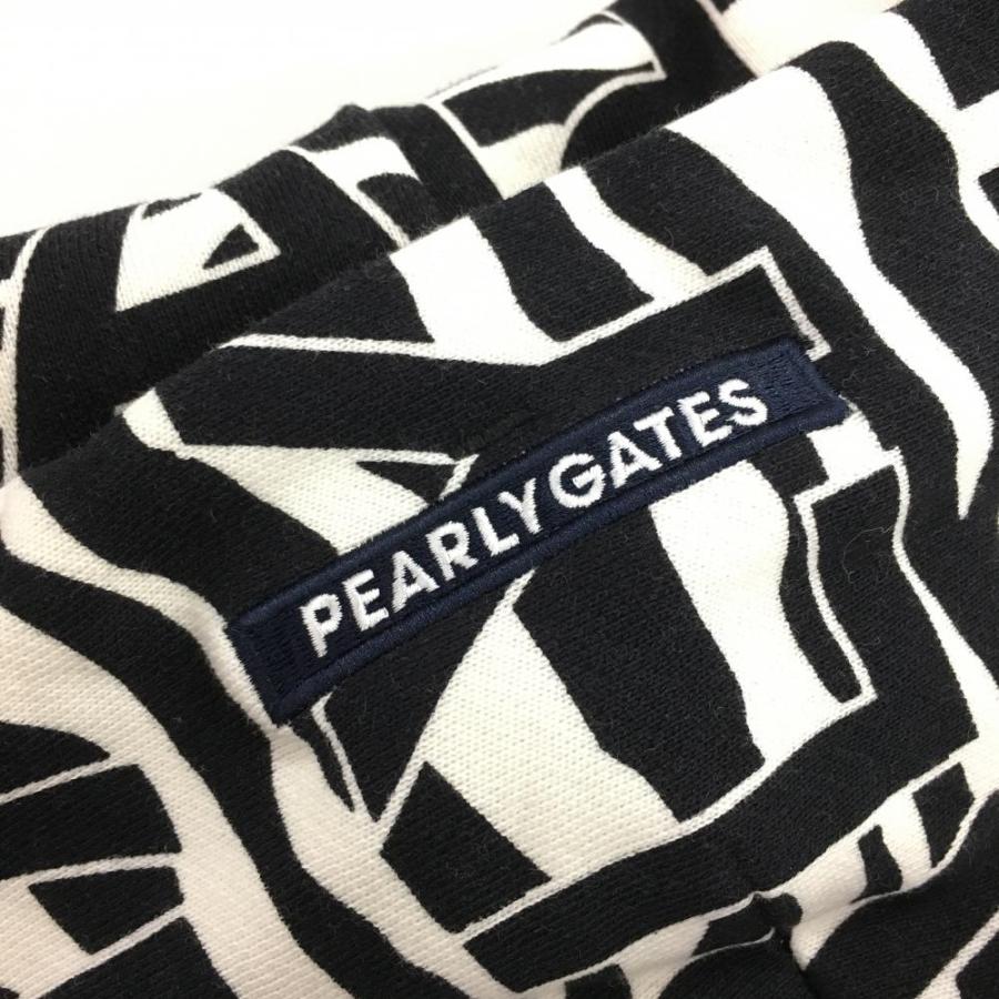 PEARLY GATES パーリーゲイツ パーカー 白×黒 ゼブラ柄 ロゴ総柄 PEARLY GATES パーリーゲイツ パーカー 白×黒 ゼブラ柄 ロゴ総柄