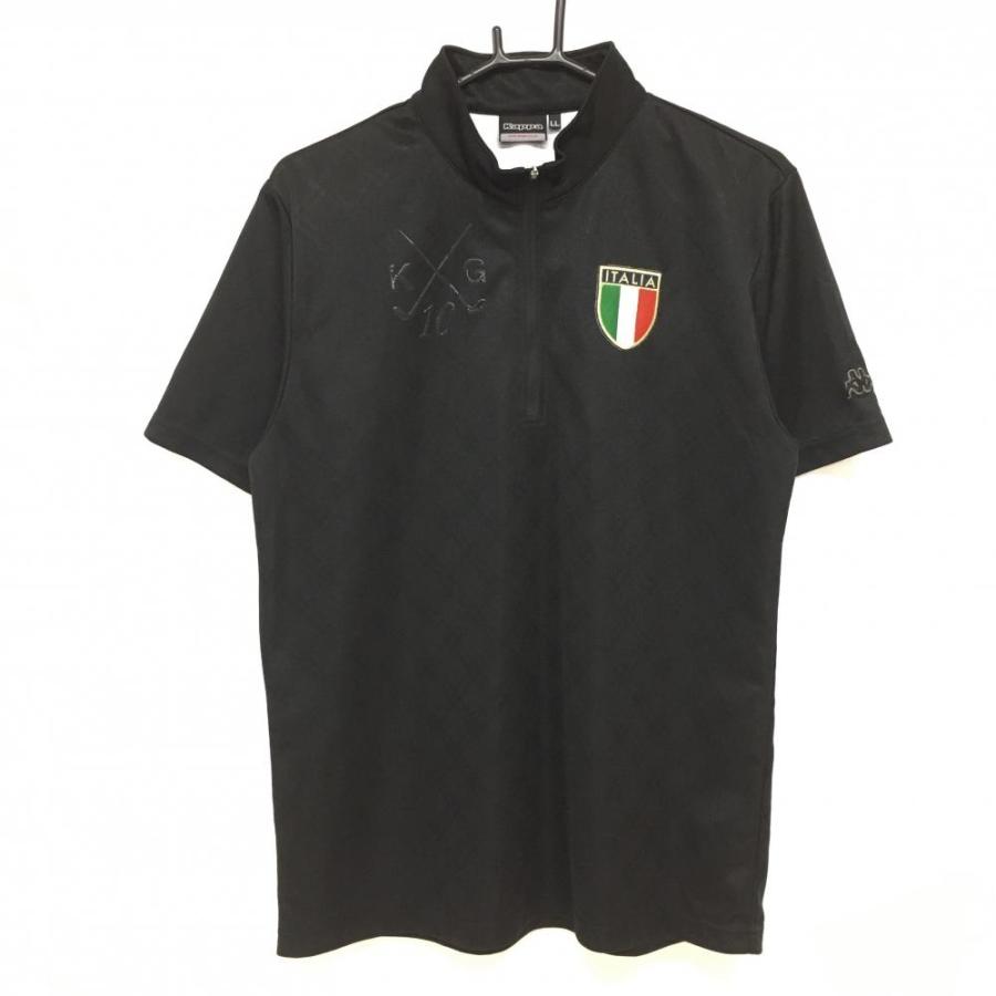 Kappa（カッパ） 半袖ハイネックシャツ 黒 地模様 ITALIAワッペン