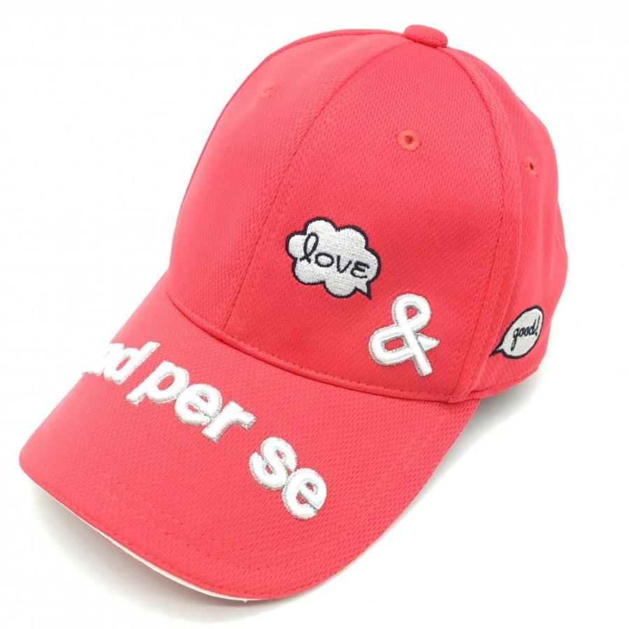 and per se（アンパスィ） キャップ レッド×白 立体ロゴ刺しゅう F