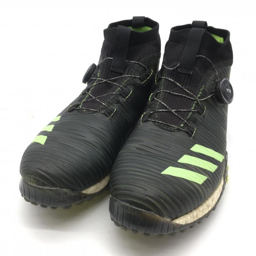 adidas アディダス ゴルフシューズ 黒×ライトグリーン 791001 BOOST スパイクレス BOA ボア メンズ 25.5 ゴルフ ...
