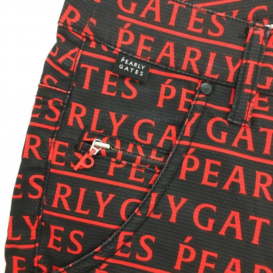PEARLY GATES（パーリーゲイツ） パンツ 黒×レッド ロゴ総柄