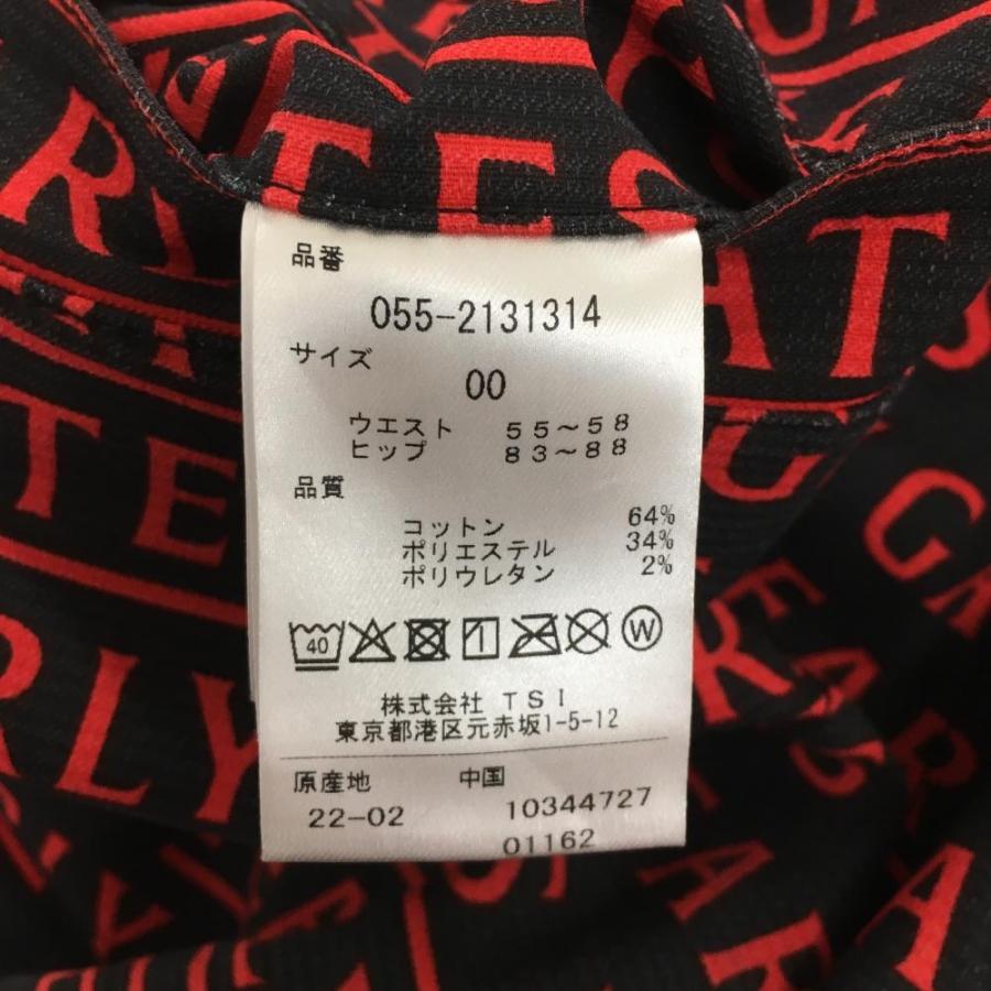 PEARLY GATES（パーリーゲイツ） パンツ 黒×レッド ロゴ総柄