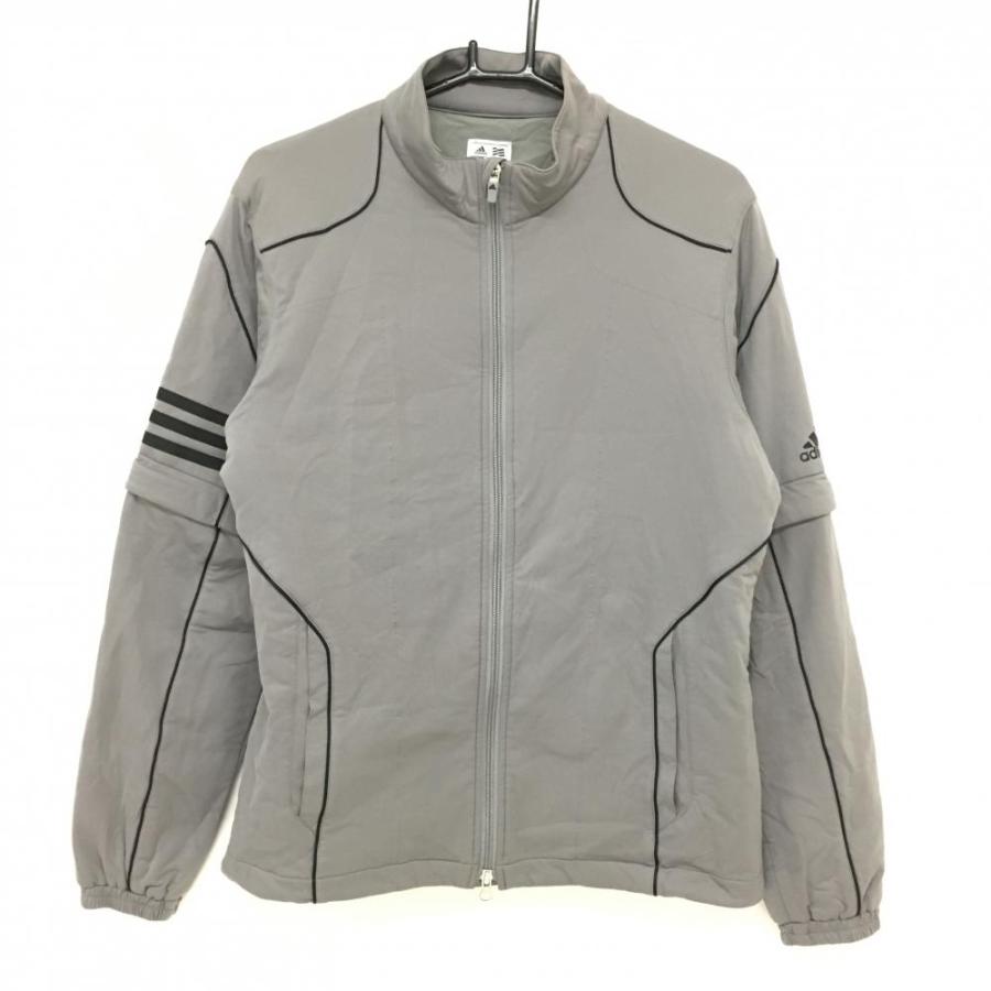adidas アディダス 2WAY中綿ジャケット グレー×黒 3ライン 袖