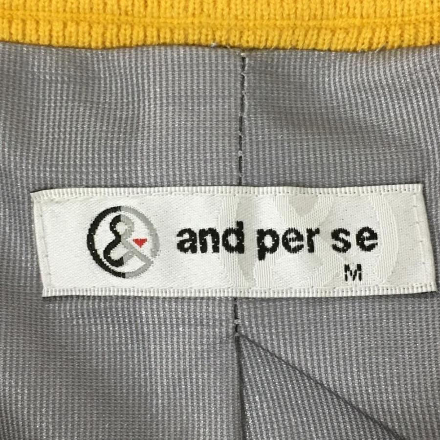and per se（アンパスィ） ハイネックセーター グレー×イエロー ロゴ