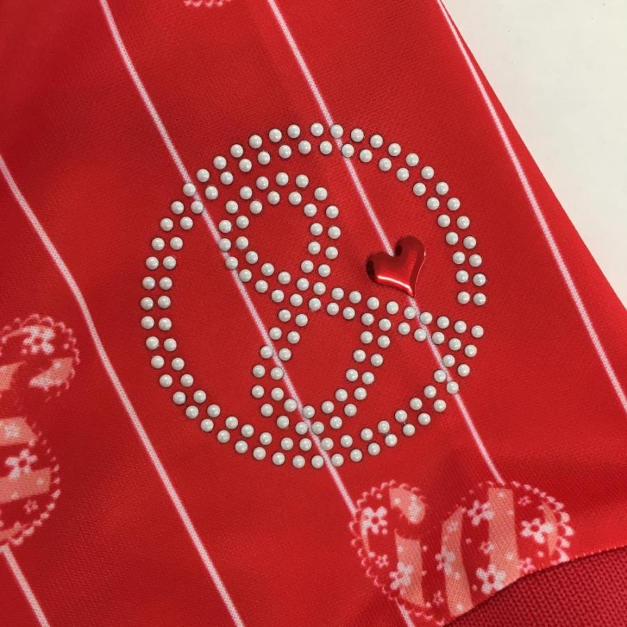 and per se（アンパスィ） 半袖ポロシャツ レッド×白 ストライプ