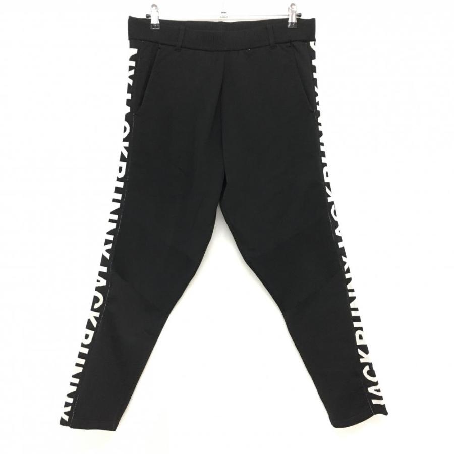 新品　ジャックバニー　パンツ　テーパード　春　総柄　ブラック　4 超美品】ジャックバニー ニットパンツ 黒×白 サイドロゴ メンズ 4(M