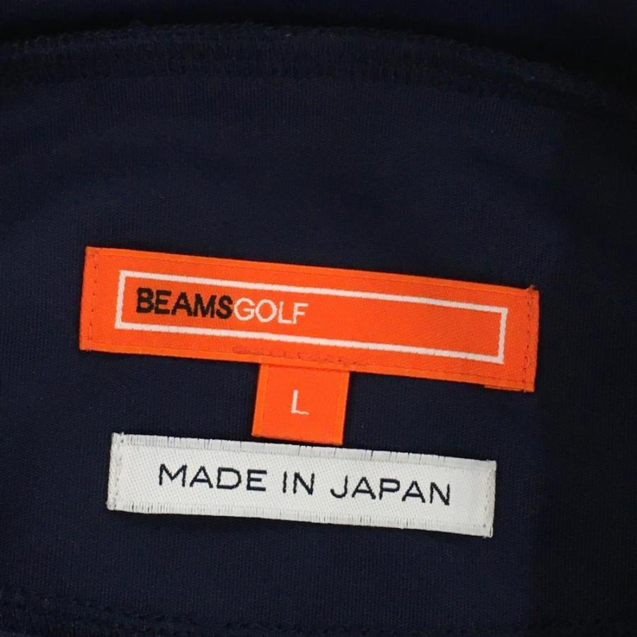 【超美品】ビームスゴルフ 半袖ハイネックシャツ ネイビー×白 ロゴ刺しゅう メンズ L ゴルフウェア BEAMS GOLF／25%OFF価格｜reonard｜05