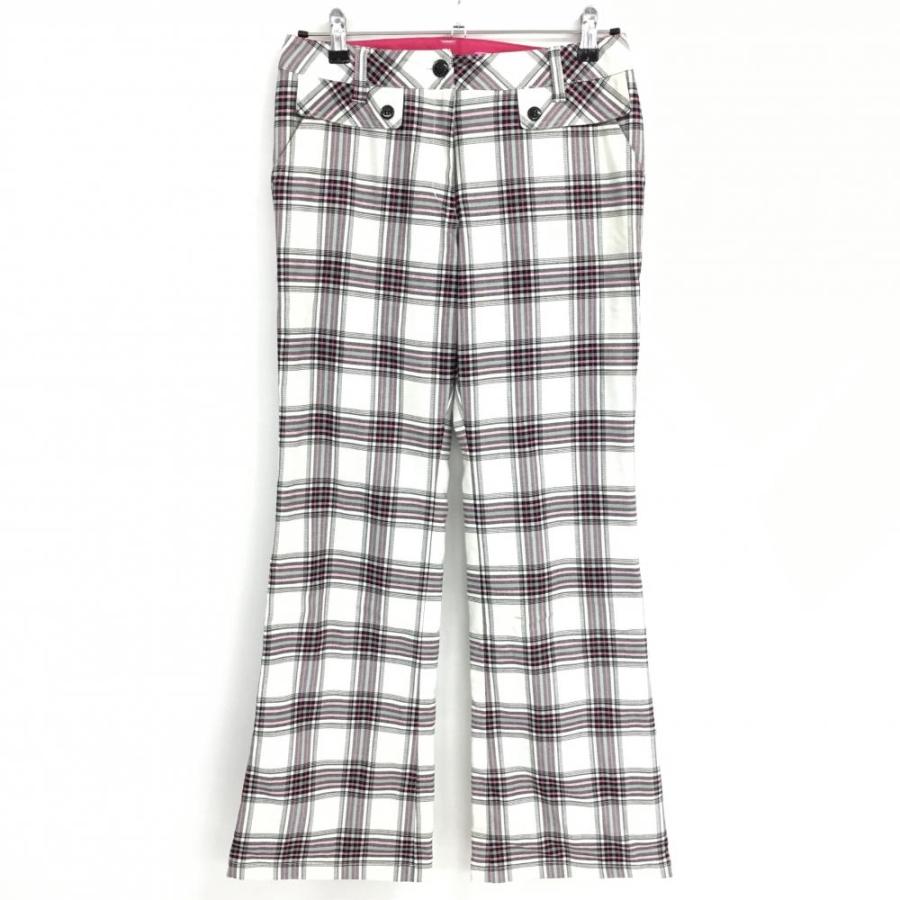 ビバハート パンツ アイボリー×黒 チェック柄 蓄熱 ハートステッチ  