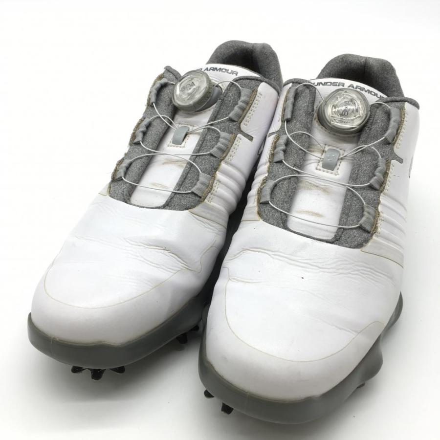 Under Armour ゴルフシューズ ホワイト/グレー 美品】アンダーアーマー ゴルフシューズ 白×グレー 4500183080 BOA