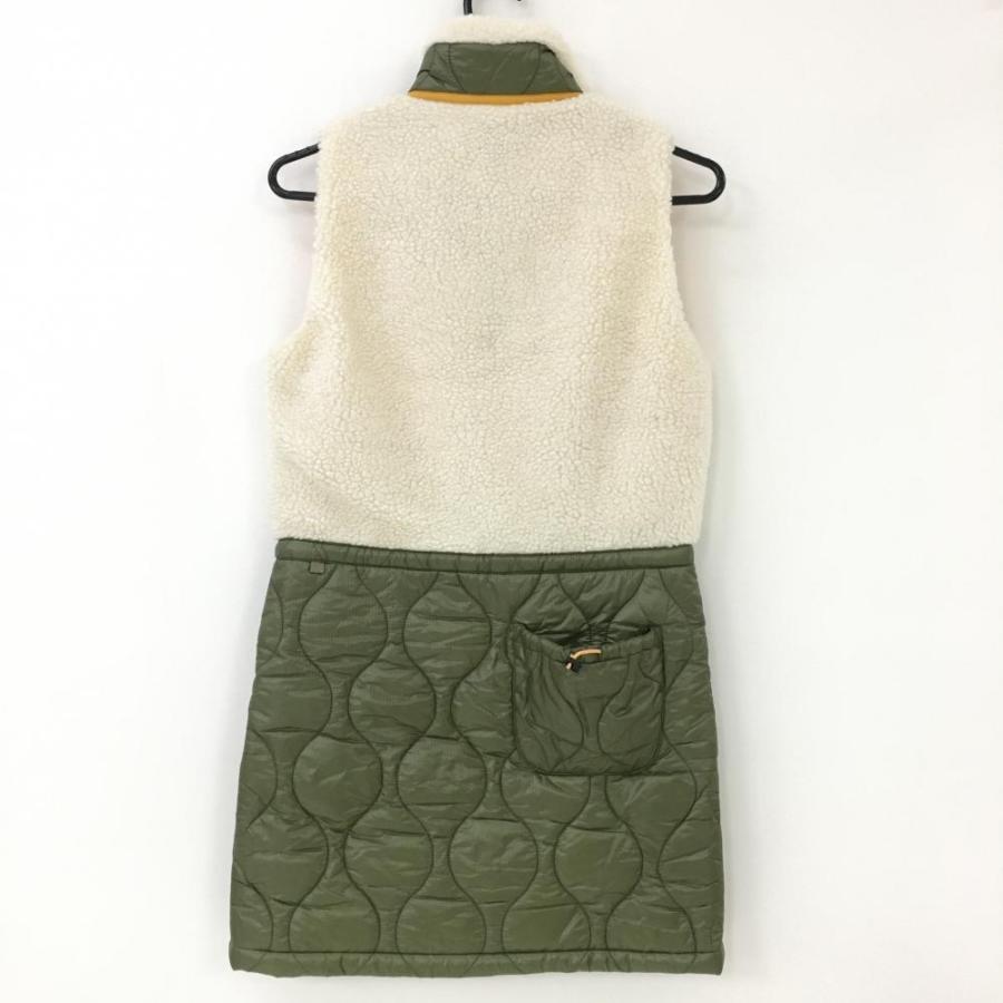 【美品】Rosasen 異素材ワンピース 白×カーキ ボア 中綿 ゴルフウェア 美品】Rosasen 異素材ワンピース 白×カーキ ボア 中綿 ゴルフ