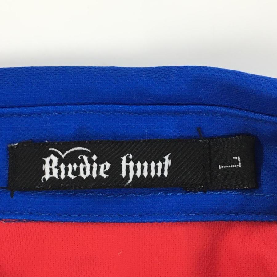 超美品】バーディーハント 半袖ポロシャツ レッド×ブルー 袖星柄 超美品】バーディーハント 半袖ポロシャツ レッド×ブルー 袖星柄