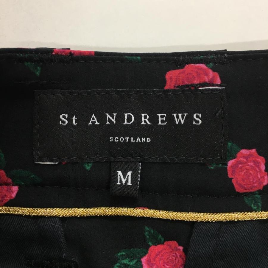St ANDREWS セントアンドリュース スカート 黒×ピンク バラ柄 