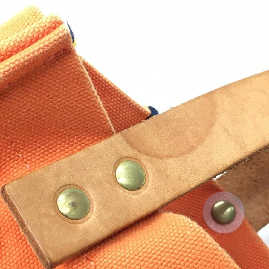 ラフアンドスウェル カートバッグ オレンジ×グレー キャンバス×牛革 内