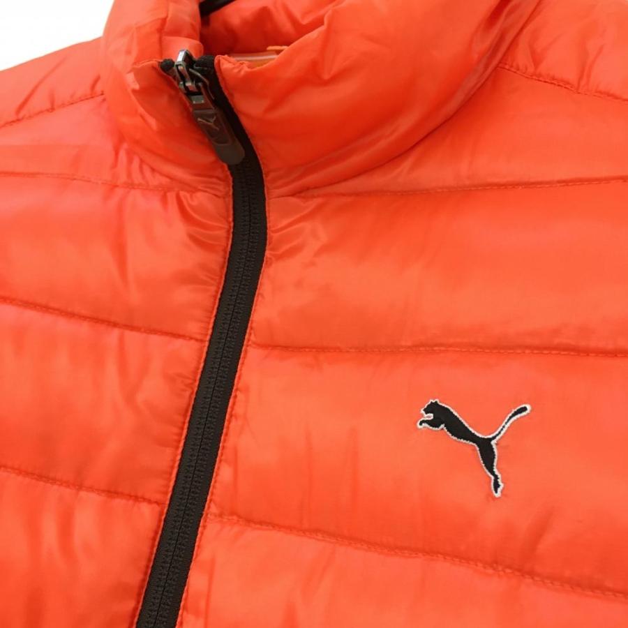 PUMA プーマ 2WAYダウンジャケット オレンジ×黒 ロゴ刺しゅう 袖 PUMA プーマ 2WAYダウンジャケット オレンジ×黒 ロゴ刺しゅう 袖