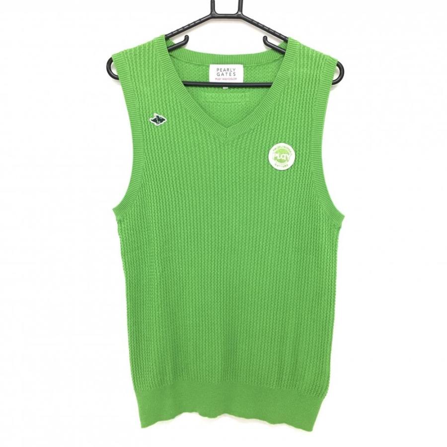 PEARLY GATES パーリーゲイツ　Vネックニットベスト　サイズ5 PEARLY GATES パーリーゲイツ ニットベスト ライトグリーン V