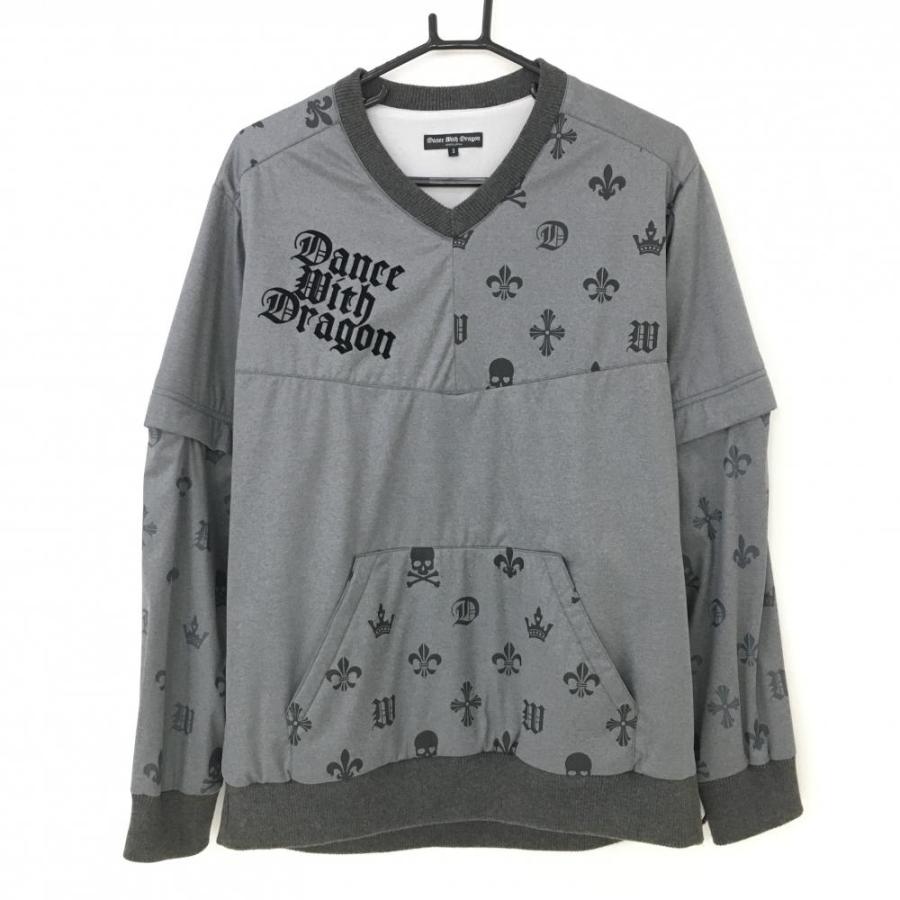 ダンスウィズドラゴン 2WAYスニード グレー×黒 裏起毛 袖着脱可 V  