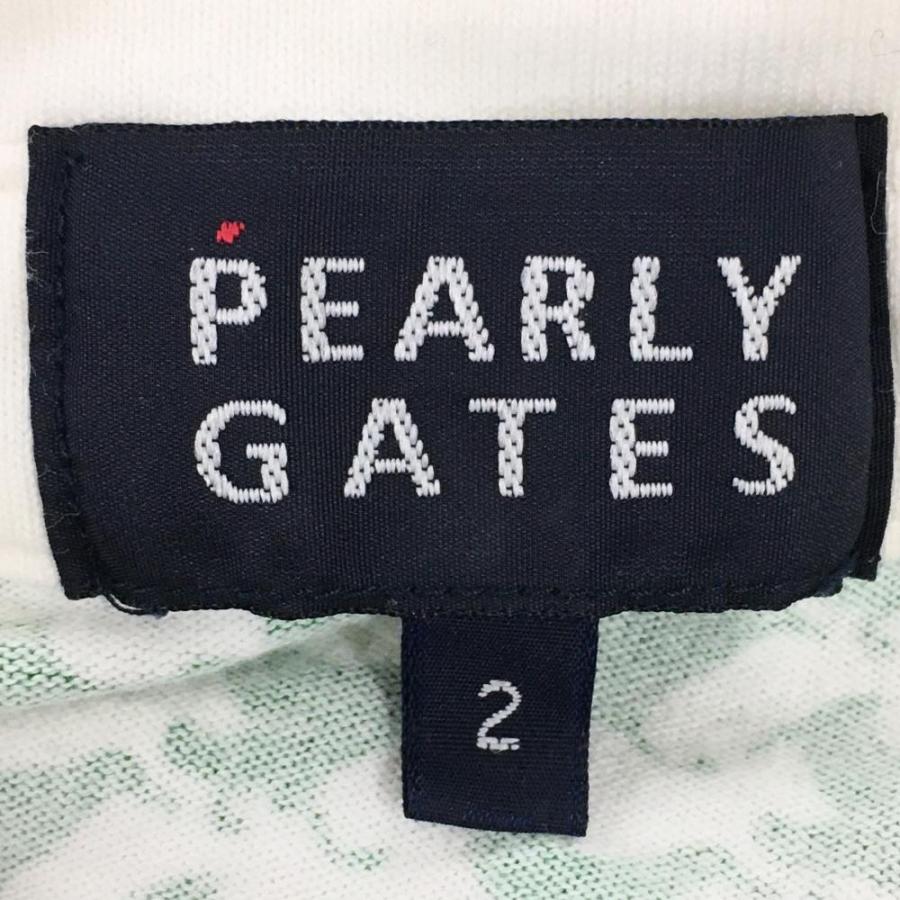 PEARLY GATES パーリーゲイツ 半袖ポロシャツ 白×グリーン 鳥柄 PEARLY GATES パーリーゲイツ 半袖ポロシャツ 白×グリーン 鳥柄