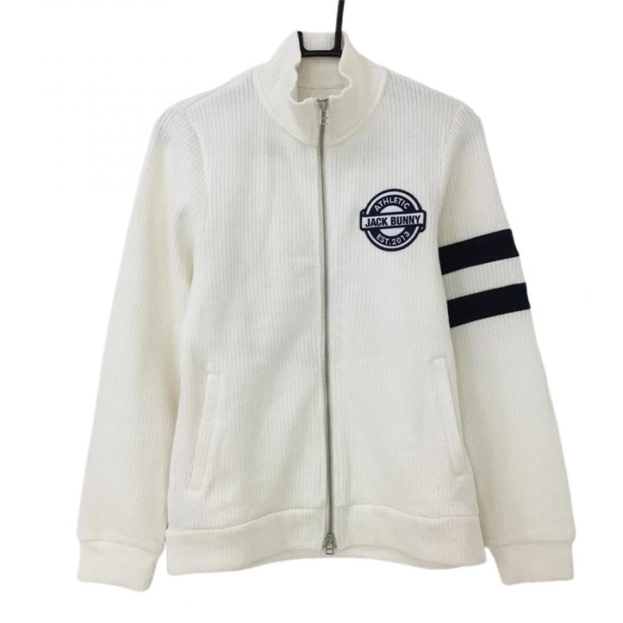 超美品】ジャックバニー ニットジャケット 白×ネイビー 袖ライン  