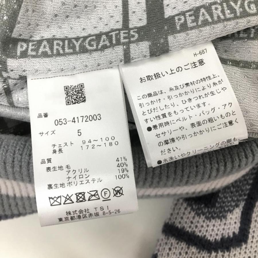 PEARLY GATES パーリーゲイツ 防風ニットブルゾン グレー PEARLY GATES パーリーゲイツ 防風ニットブルゾン グレー