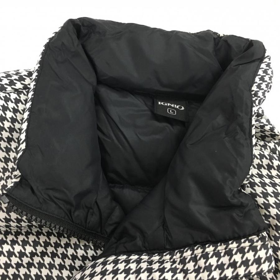 美品】イグニオ 2WAYダウンジャケット 白×黒 千鳥格子 ダウン80％ 袖