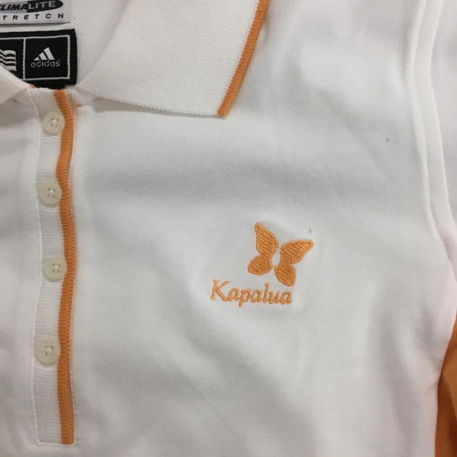 adidas（アディダス） 半袖ポロシャツ 白×オレンジ サイド切り替え