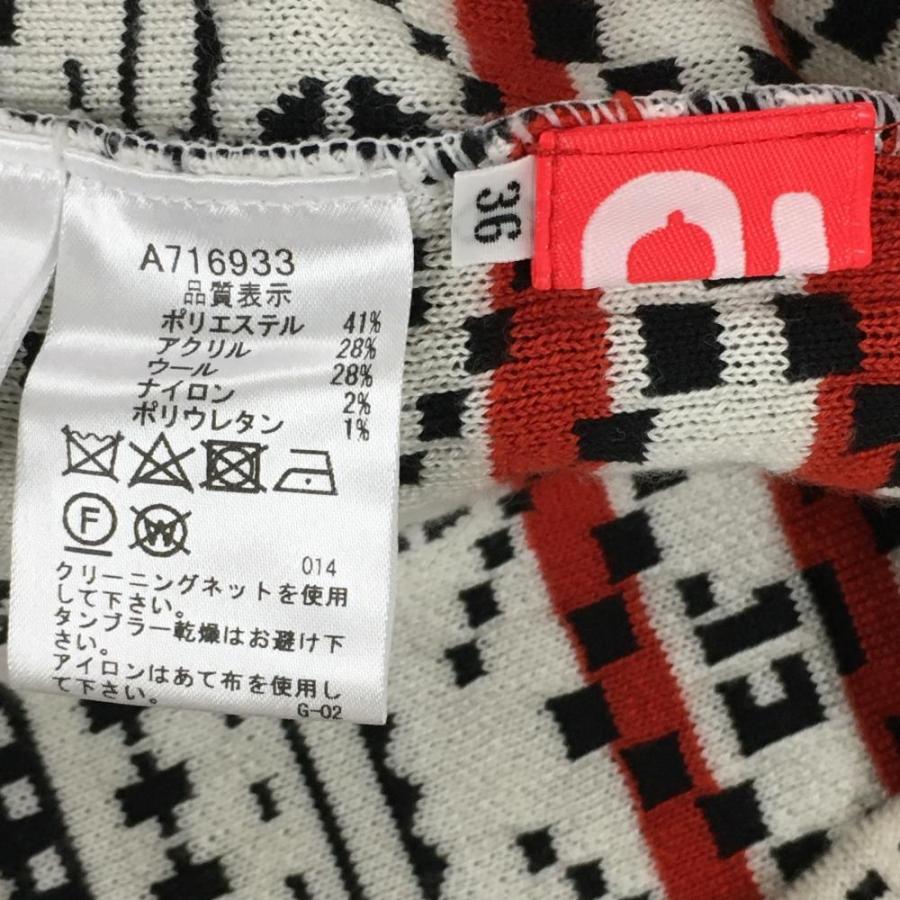 archivio（アルチビオ） ニットスカート 黒×白×レッド 上部ストライプ