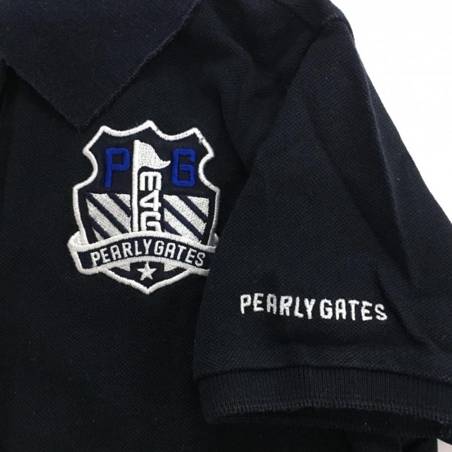PEARLY GATES（パーリーゲイツ） 半袖ポロシャツ ネイビー×白 刺しゅう
