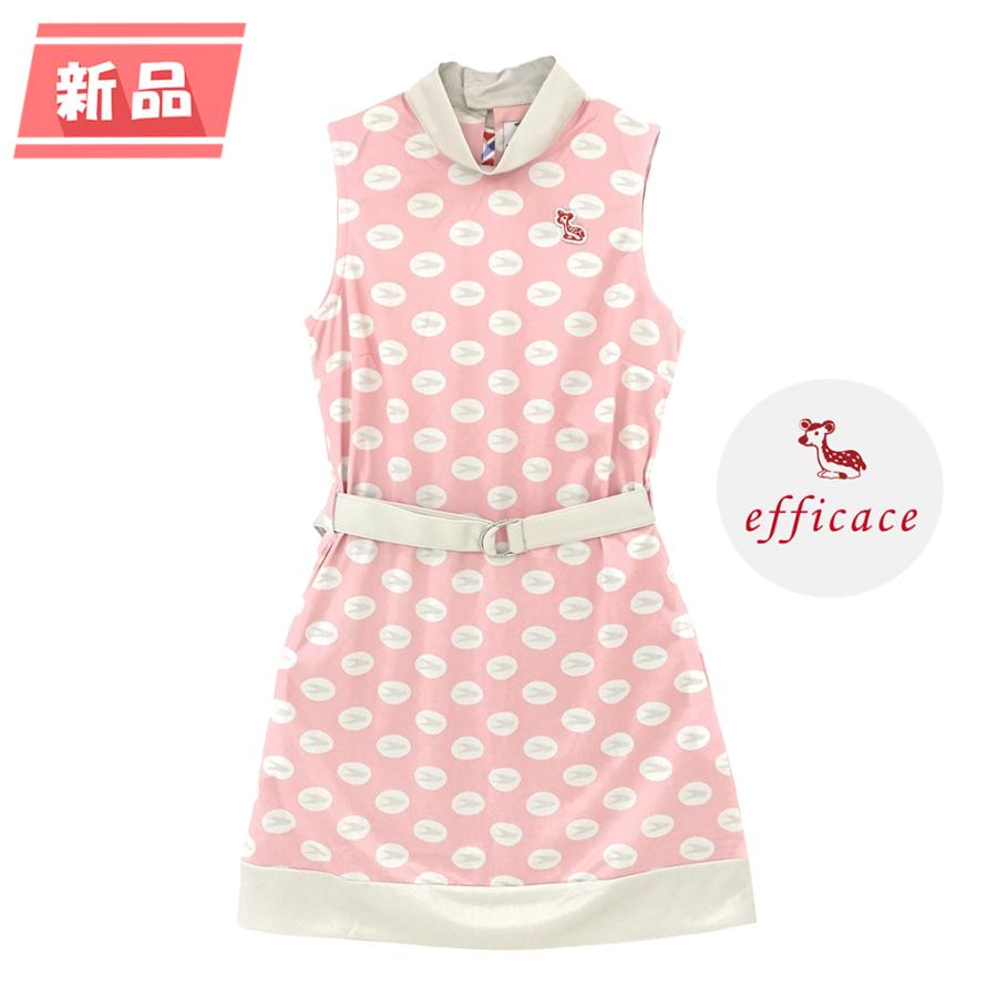 efficace（エフィカス） ノースリーブハイネックワンピース ピンク×白
