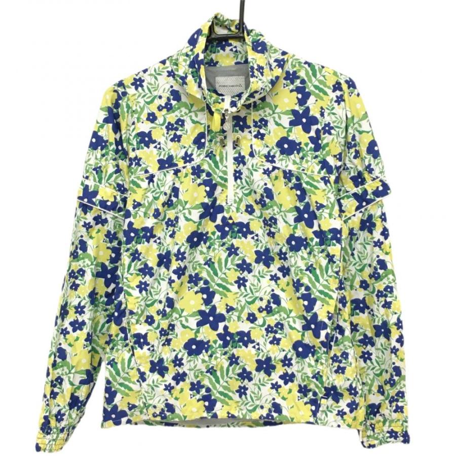フィッシャー 2WAYブルゾン 白×イエロー×ネイビー 花柄 ハーフジップ