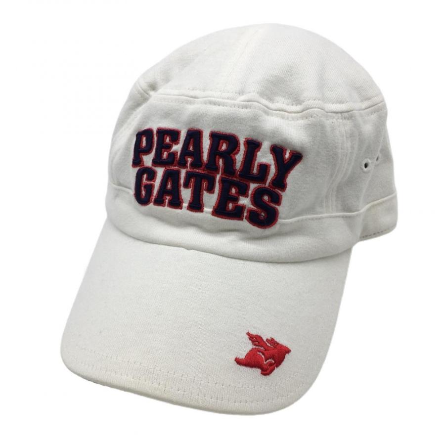 PEARLY GATES（パーリーゲイツ） ワークキャップ 白×レッド コットン