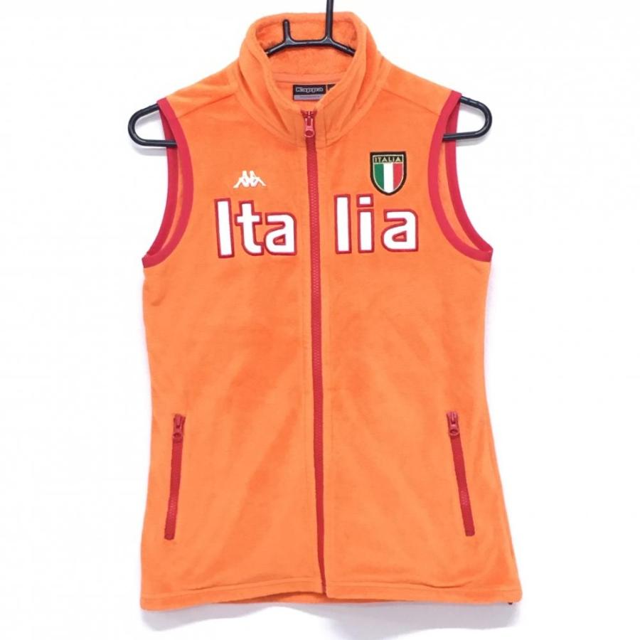 カッパ フリースアウターベスト オレンジ×白 裏ボア レディース M