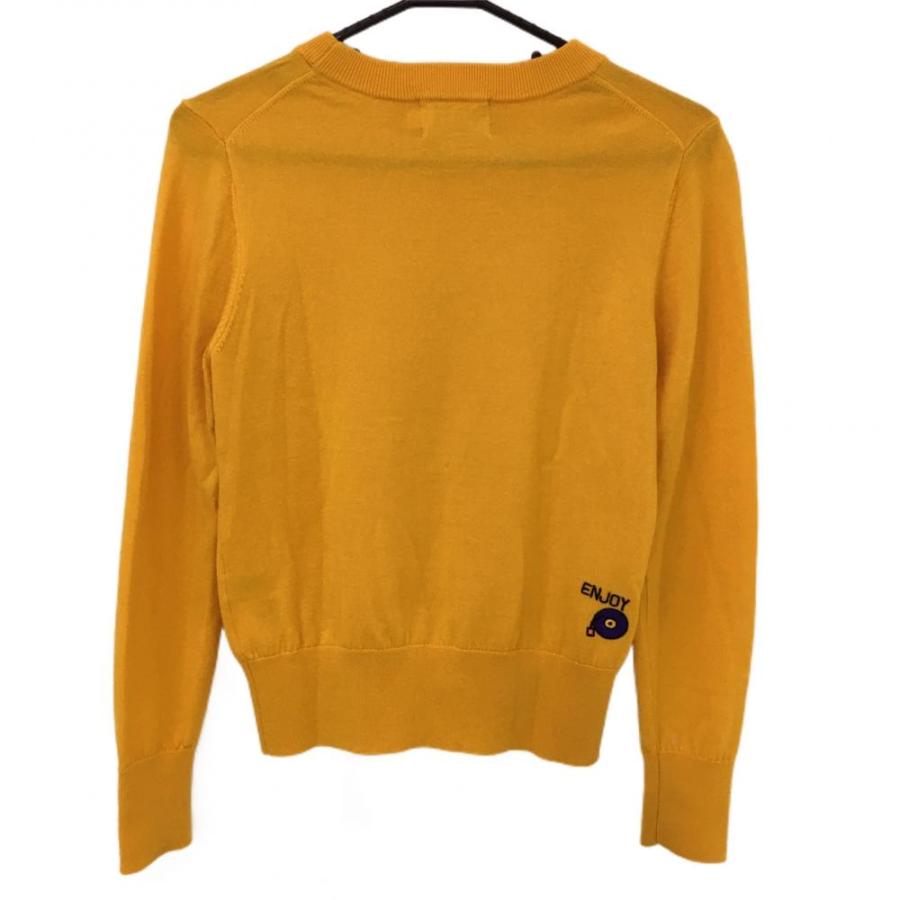 新品　LE COQ SPORTIF レディースゴルフ用イエロー セーターМサイズ le coq sportif ルコック セーター オレンジイエロー×白 ニット ウール