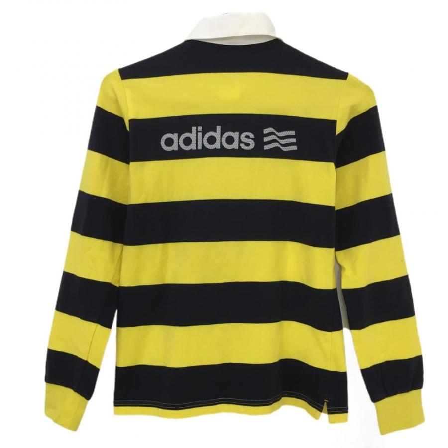 adidas アディダス 長袖ポロシャツ イエロー×ネイビー ボーダー adidas アディダス 長袖ポロシャツ イエロー×ネイビー ボーダー