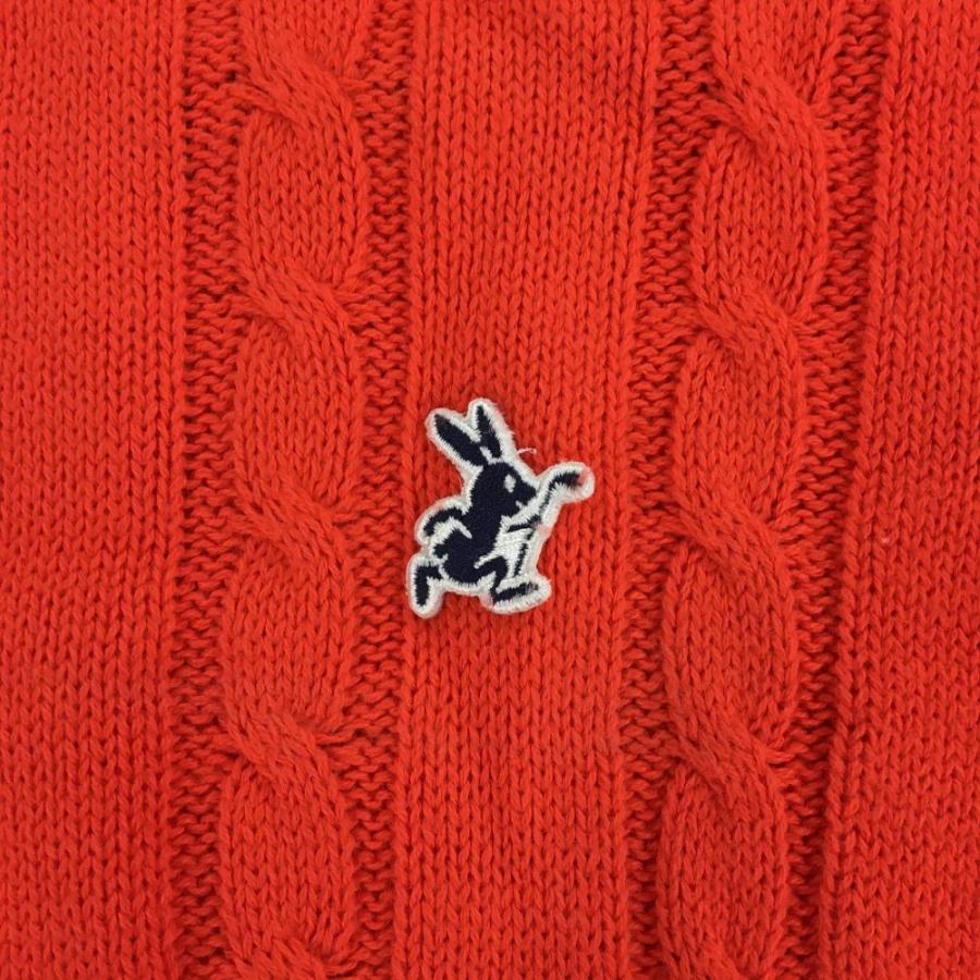 ジャックバニー セーター レッド ケーブル編み ニット コットン100