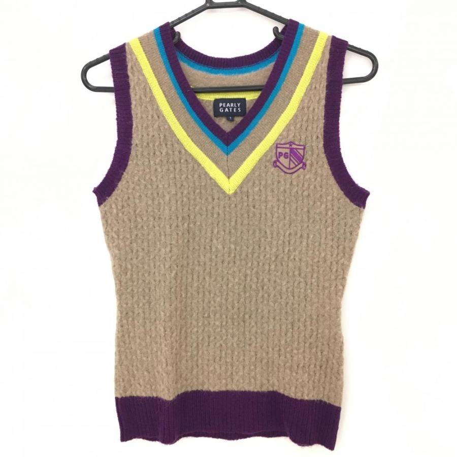 パーリーゲイツ　中綿ベスト　総柄　パープル　2/L レディース　ダブルジップ パーリーゲイツ レディース ベスト パープル／ピンク パーリーゲイツ