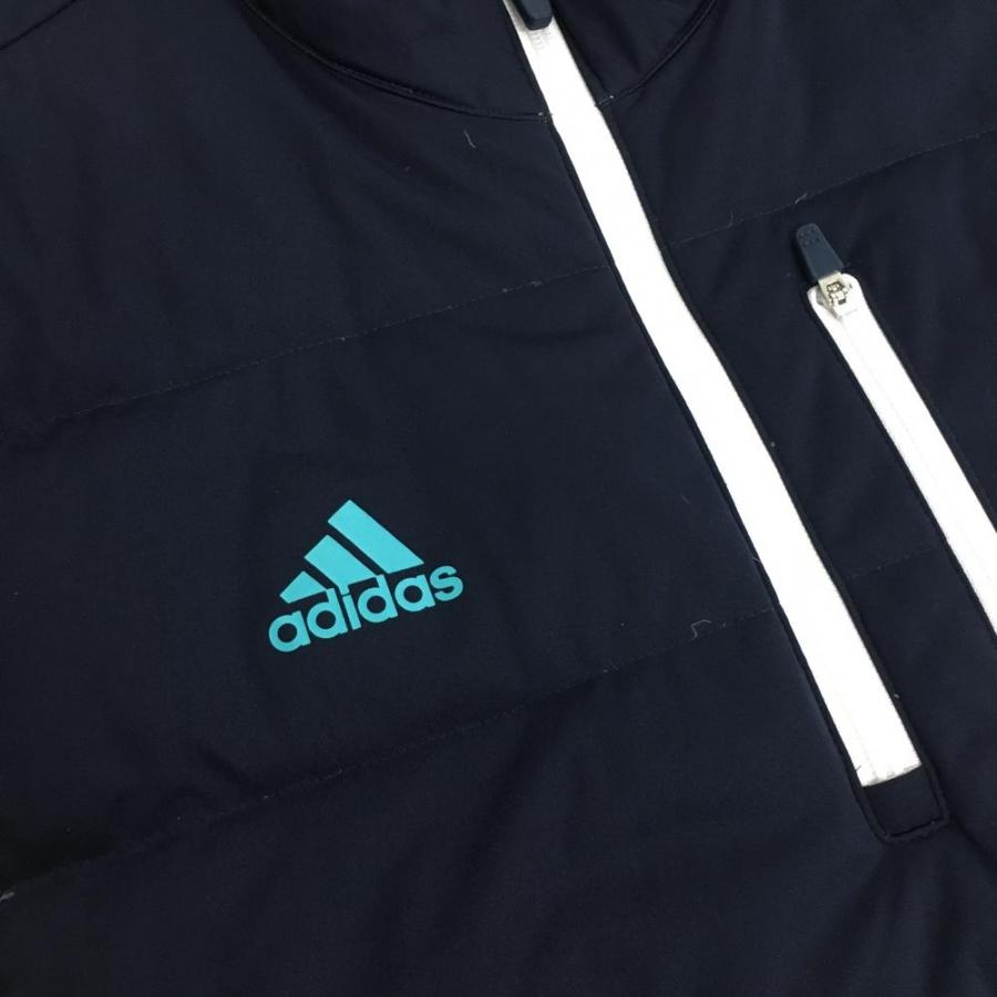 adidas（アディダス） 半袖ダウンブルゾン ダークネイビー×白 ロゴ